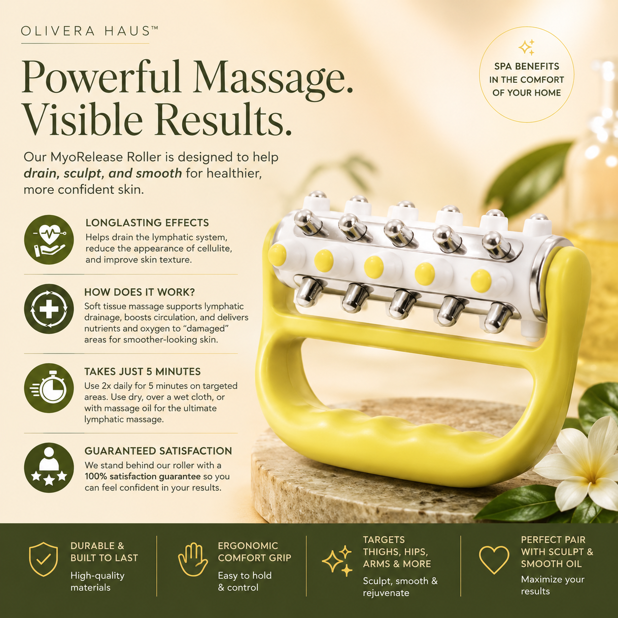OliveraHaus™ Anti-Cellulite Portable Massage Roller for Body & Face