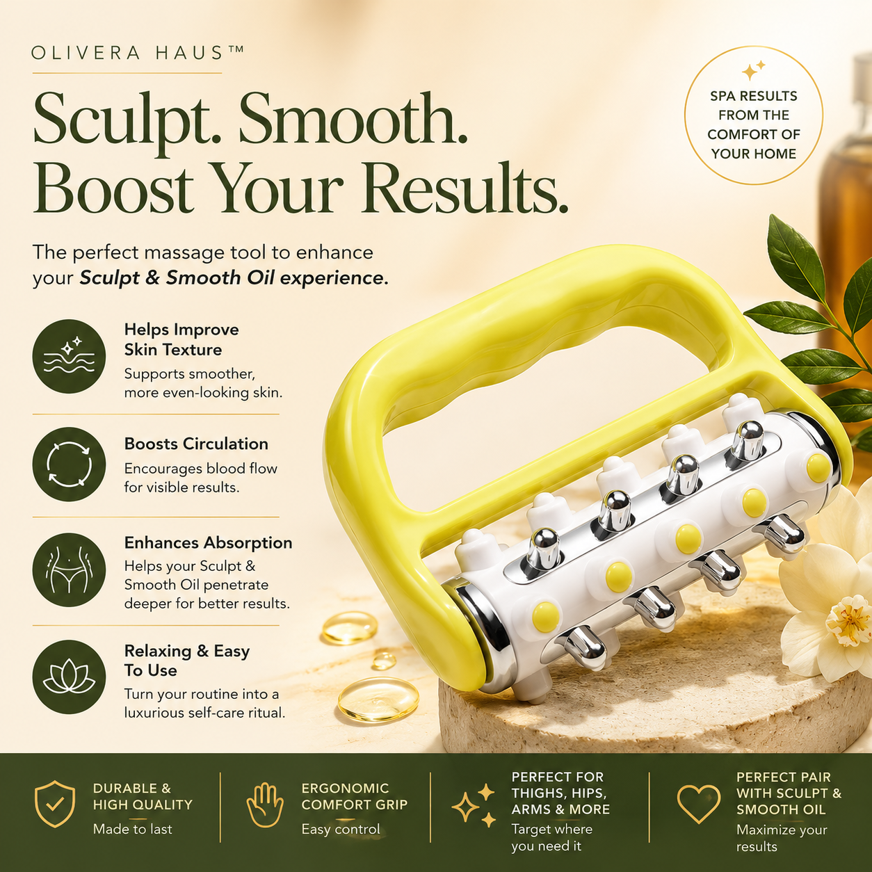 OliveraHaus™ Anti-Cellulite Portable Massage Roller for Body & Face